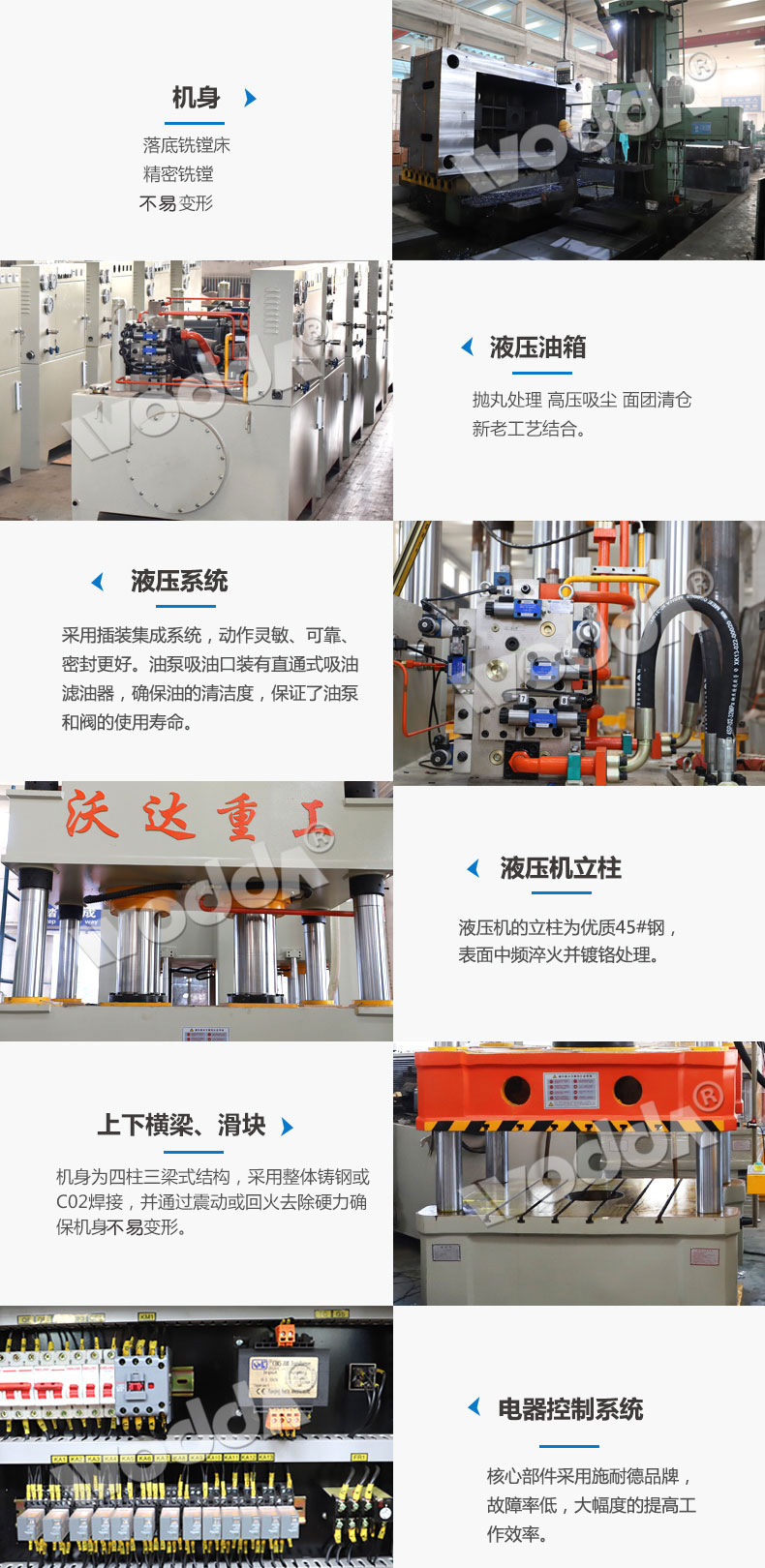 500噸三梁四柱液壓機細節